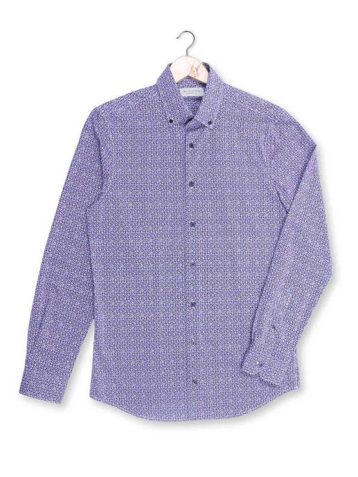 Ditsy blue floral performance shirt