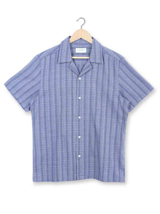 Blue striped cuban collar shirt