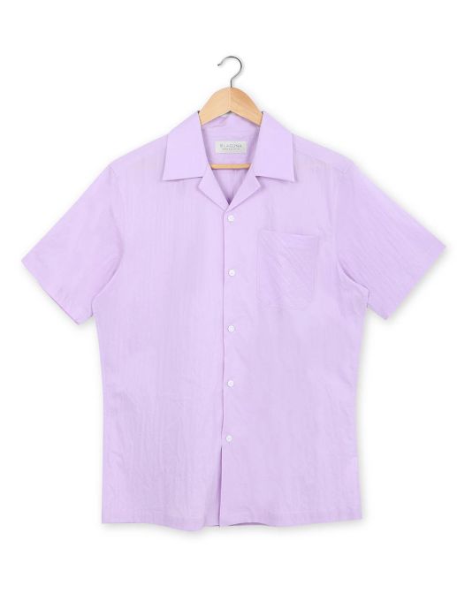 Half sleeve cuban collar shirt with biased pocket