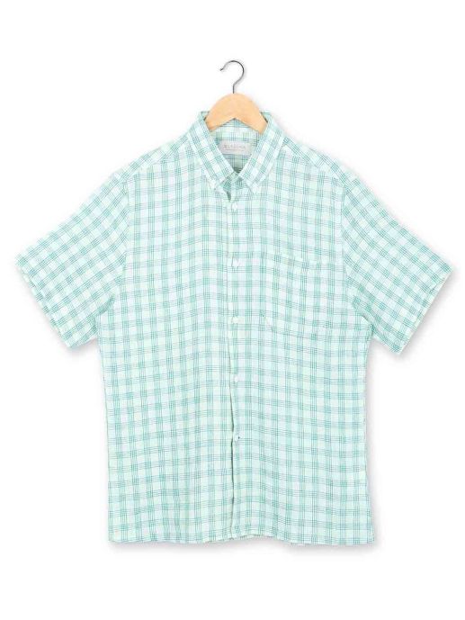 Peppy green small checks shirt