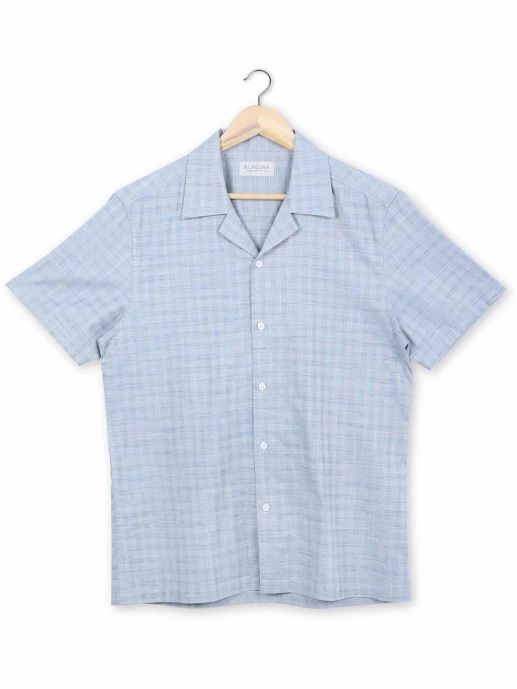 Blue cuban collar shirt