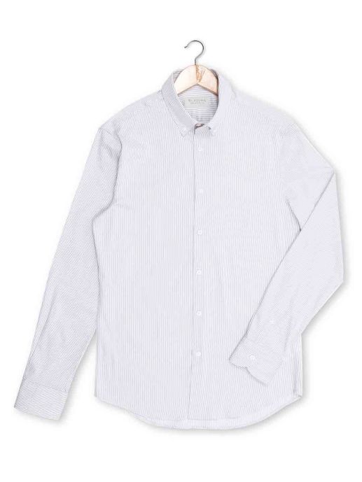 White brown stripe formal shirt