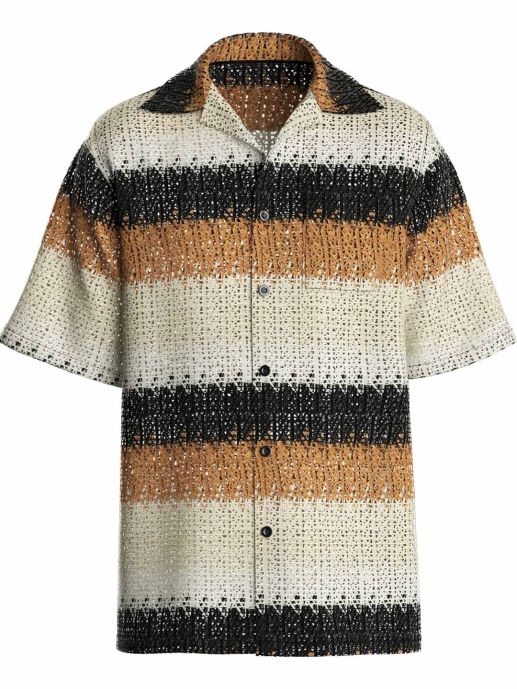 Tricolor Lace Resort Collar Shirt