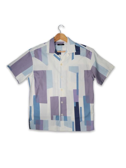 Resort collar abstract print shirt