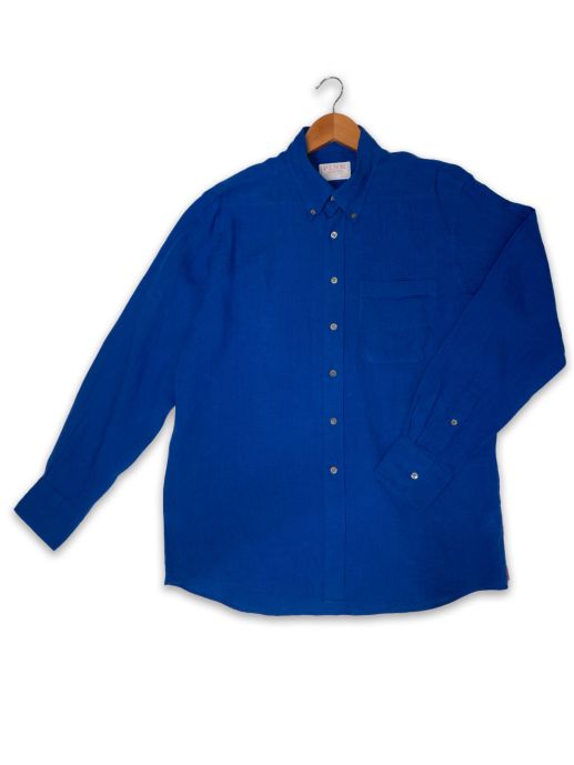 Solid blue linen shirt