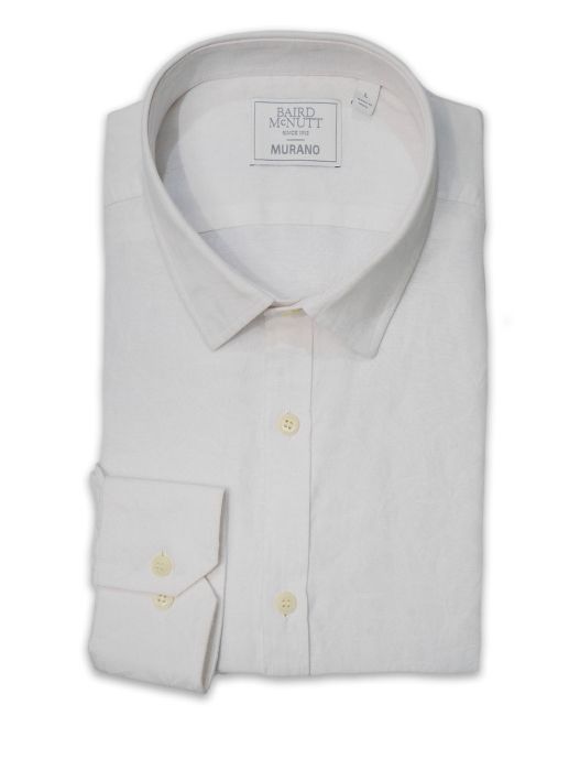 White jacquard linen shirt