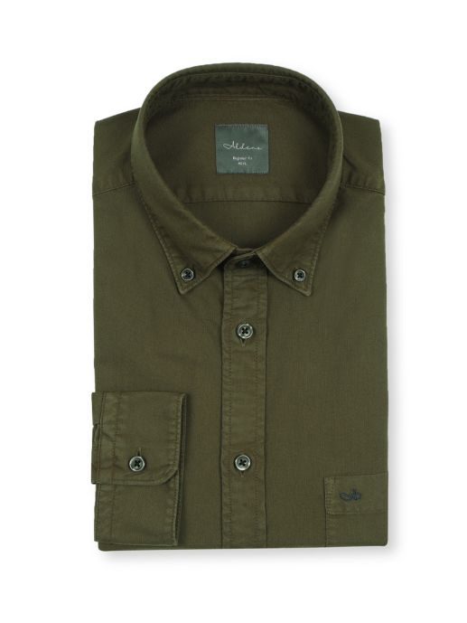 Oxford Olive 100% Cotton Garment Dye Shirt