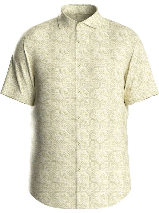 Beige Embroidery  Short Sleeve Shirt