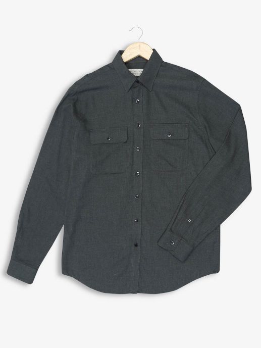 Dark Grey Regular Full Sleeve sport Shirt with Flap pockets