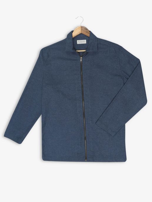 Navy Blue Solid Shacket