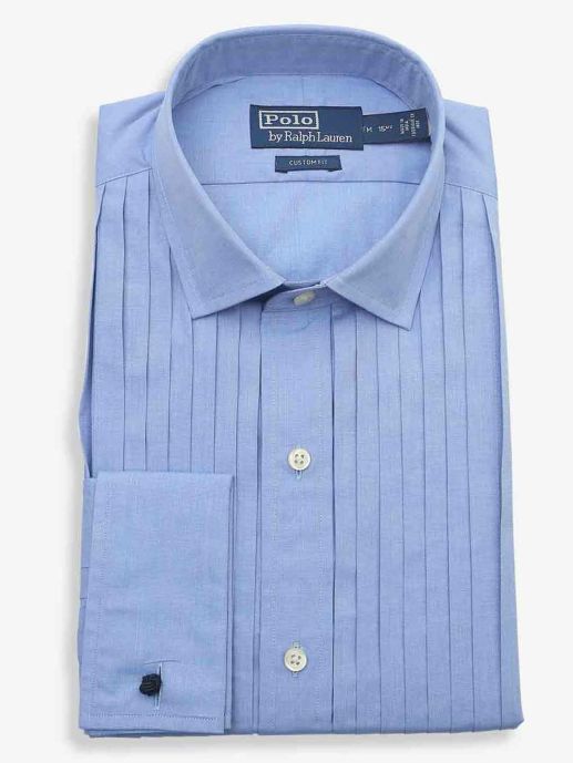 PRL- Solid Blue Pin-tuck  Full Sleeve Shirt