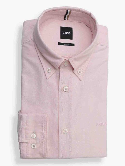 BOSS -  Solid Pink Button-down  collar shirt