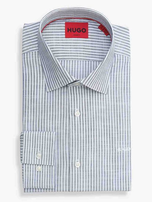 HUGO RED - White - Grey  Stripe Shirt