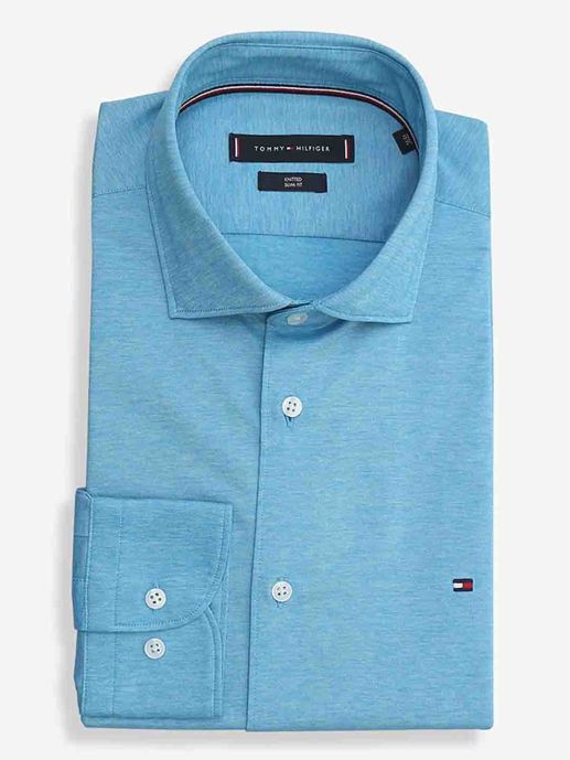 TOMMY HILFIGER-Solid  Blue Jersey Shirt