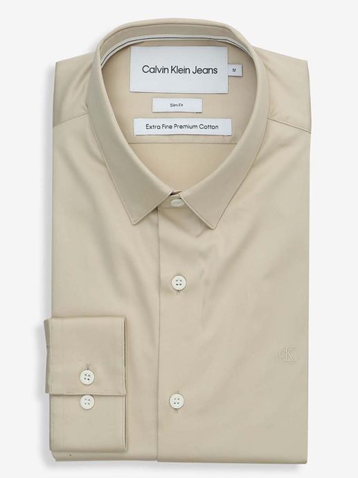 CALVIN KLEIN JEANS - Beige solid full sleeve  shirt