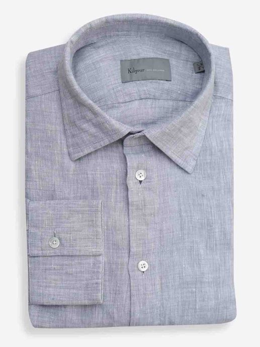 KILGOUR - Solid Blue linen shirt