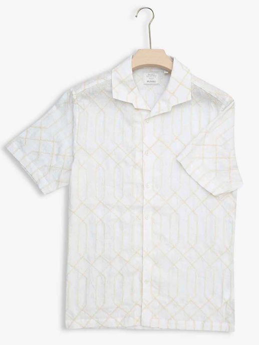 MURANO-Camp-collar Short sleeve  Embroidery shirt