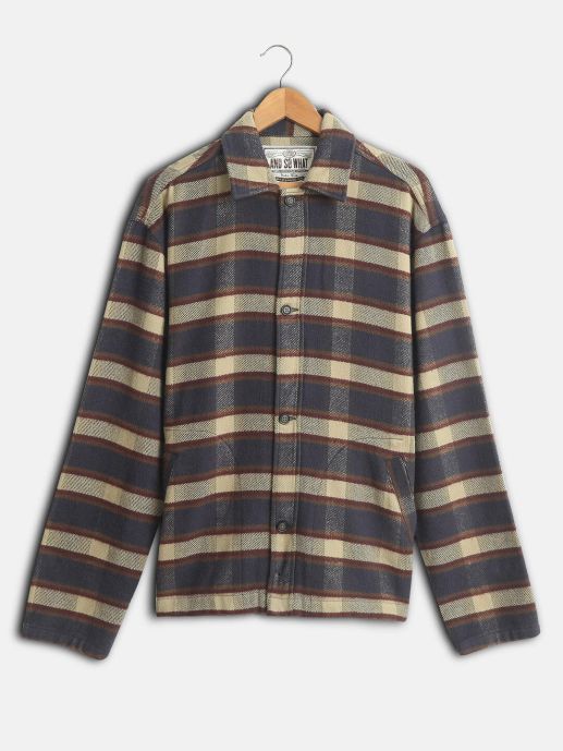 Brown checked  twill shacket