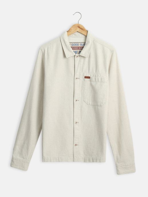 Beige cotton overshirt