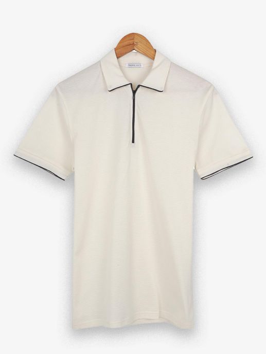 Polo With Half Zipper With paping