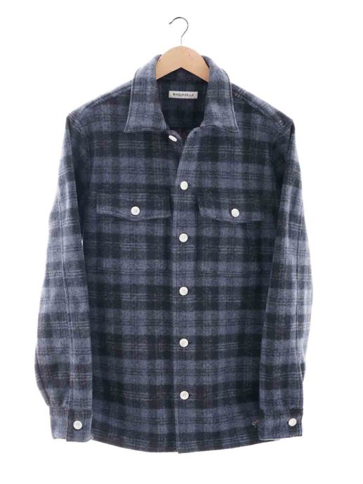 BLUE CHECK BRUSHED-FLEECE SHIRT
