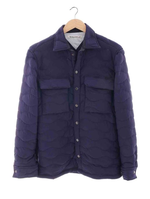 QUILTED NAVY TWO-FLAP POCKETS SHIRT 