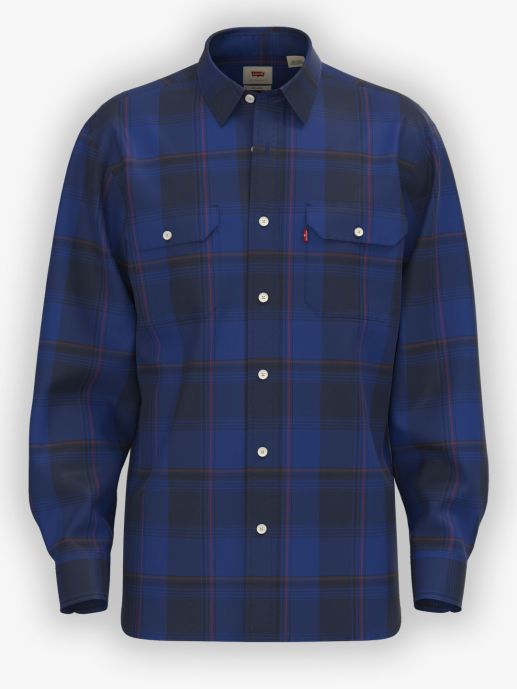 Blue double flap pocket shirt.