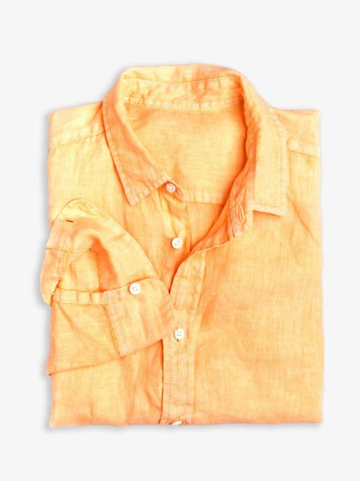 Sand mineral dyed linen shirt