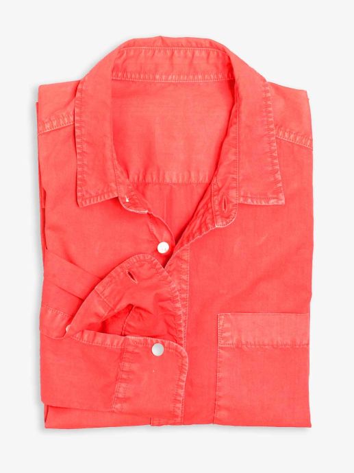 Sustainable old vintage dyed red poplin shirt