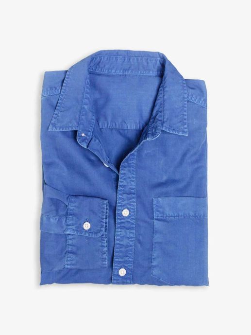 Sustainable old vintage dyed blue poplin shirt