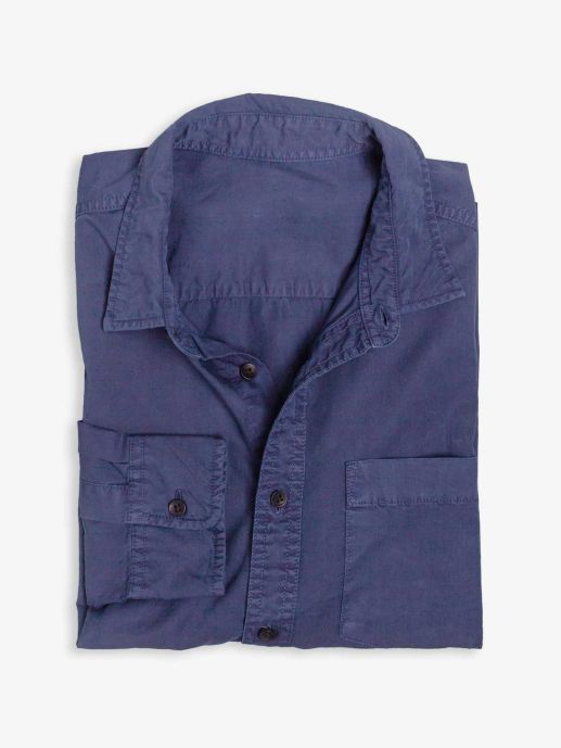 Sustainable old vintage dyed navy poplin shirt