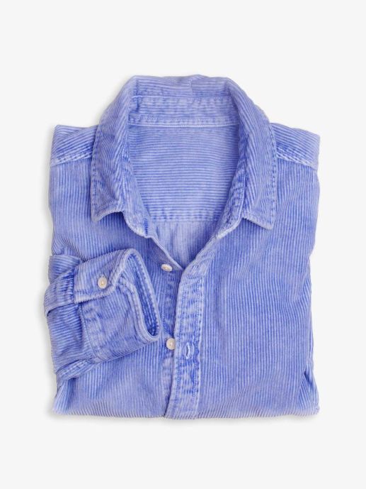 Sustainable old vintage dyed blue corduroy shirt