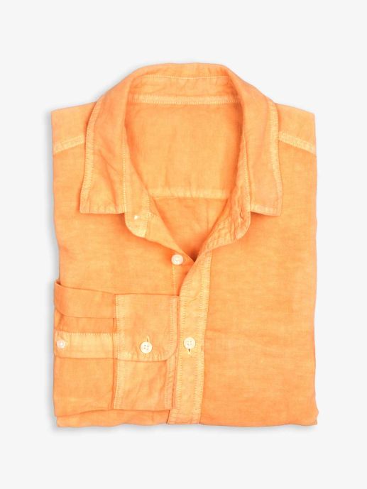 Peach vegetable dyed cotton linen shirt