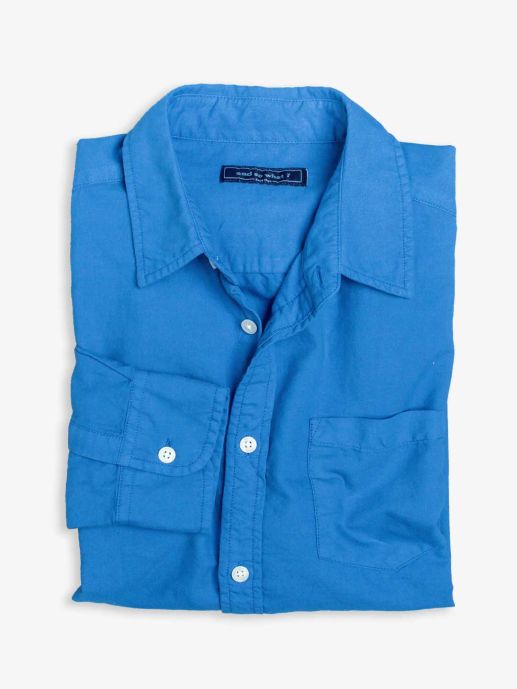 Bright blue over dyed oxford shirt