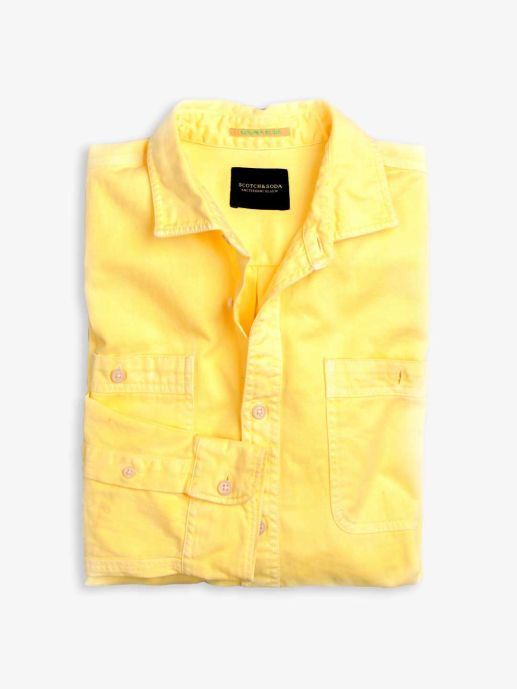 Bright yellow over dyed twill shirt