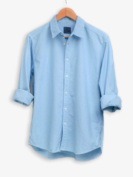 Ocean blue over dyed twill shirt