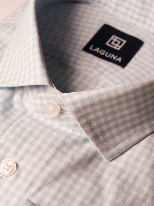 WASH N WEAR BLUE  GINGHAM  SHIRT