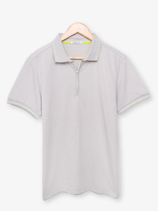 Jacquard Zip-Collar Men's Polo with Distinctive Detailing