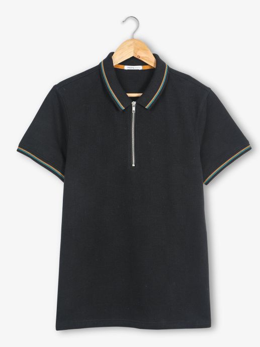 Noir Jacquard Polo