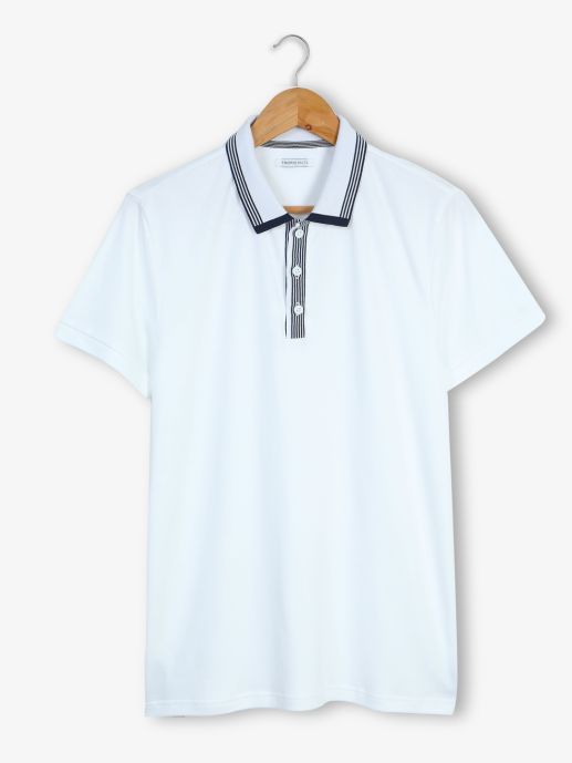 Mercerised White Interlock Polo