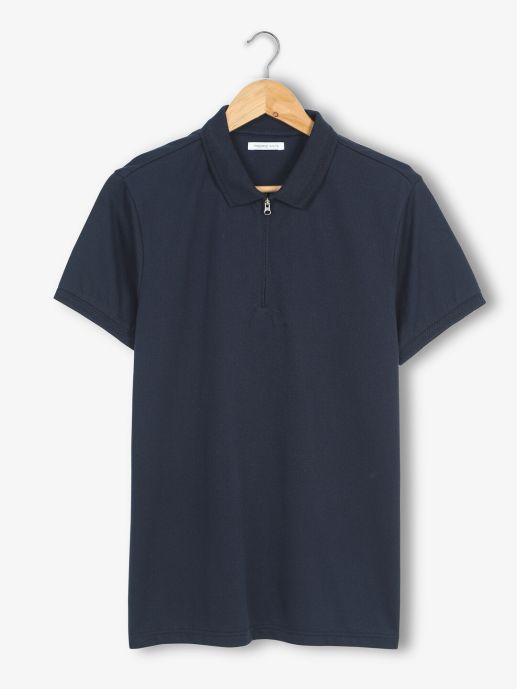 Navy Jacquard BCI Cotton Polo